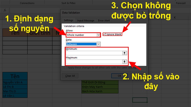 Phân loại định dạng trong excel